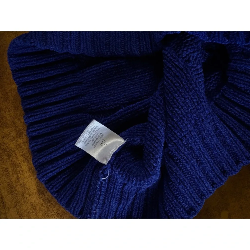 Pink Republic Girls Cobalt Blue Cable Knit Sweater Crew‎ Neck Size L 14